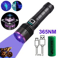 High Power Purple 365nm UV LED Portable Flashlight 30W Rechargeable Pet Urine Detection Fluorescer Scorpion Detector Lamp
