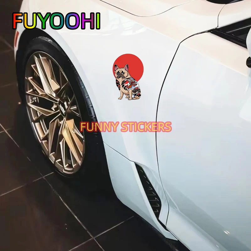 FUYOOHI French Bulldog Animal Car Sticker Car Accessories Personality Decal Occlusion Scratch Vinyl Graphics