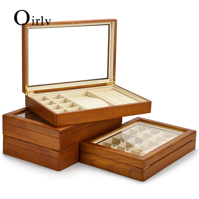 Oirlv Wooden Jewelry Box Organizer Multifunctional Stackable Jewelry Storage Box for Display Wood Boxes Jewelry Organizer Box