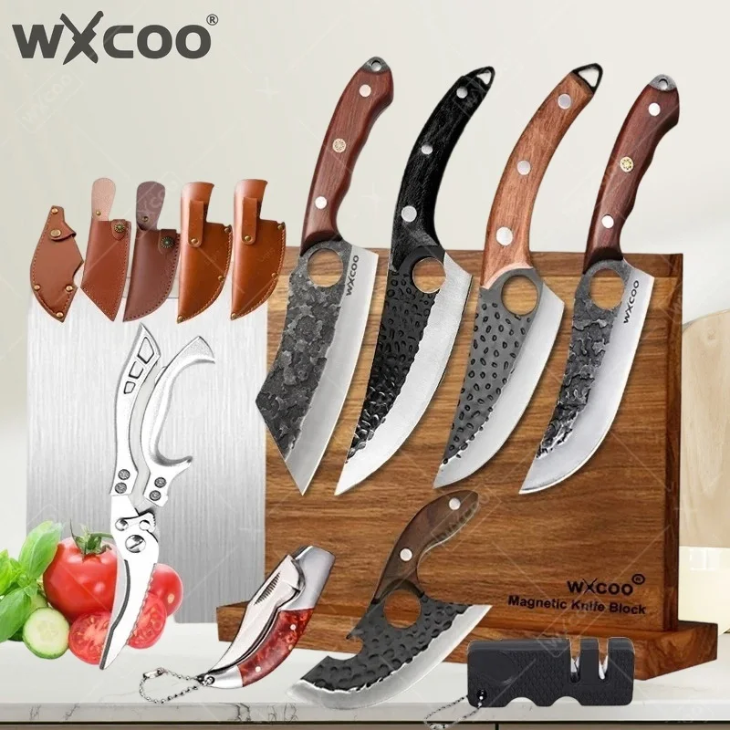 WXCOO Stainless Steel Kitchen Meat Boning Knife Wooden Handl
