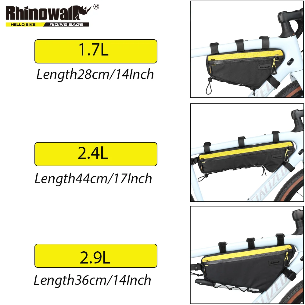 Rhinowalk Bike Frame Bottom Tube Bag Water-Resistant 1.7L/2.4L/2.9L Bicycle Triangle Bag For MTB&Road Cycling Triangular