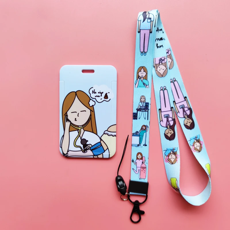 Neue Kreative Arzt Krankenschwester Lanyards ID Abzeichen Halter Frauen Karte Halter Hängen Seil Mädchen Lanyard Karte Fall Versenkbare Clip – Detail 17