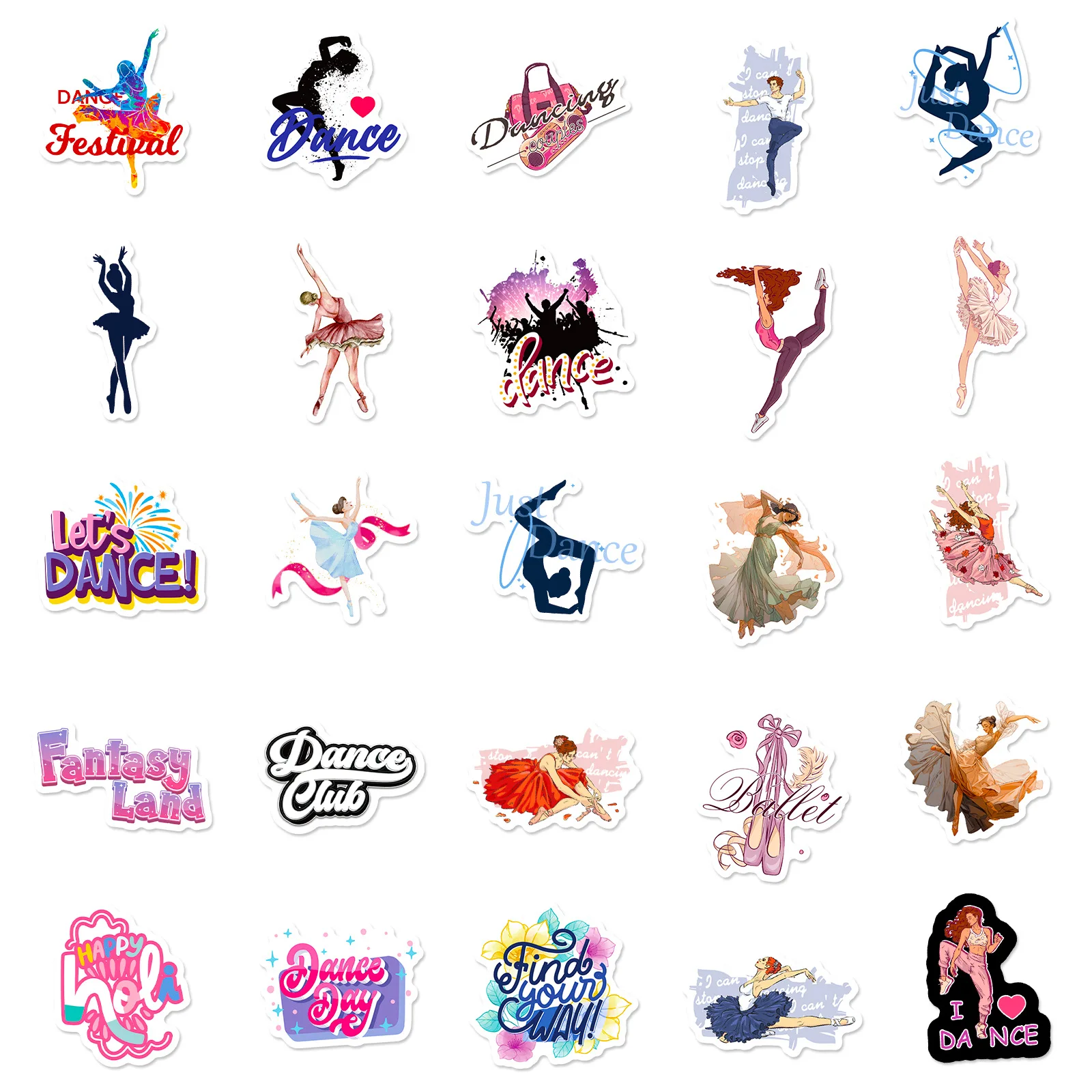 10/30/50PCS New Ballet Dance Sticker Cheerleader Cartoon Creative Anime iPad  Luggage Car Guitar Decoration Waterproof Wholesale