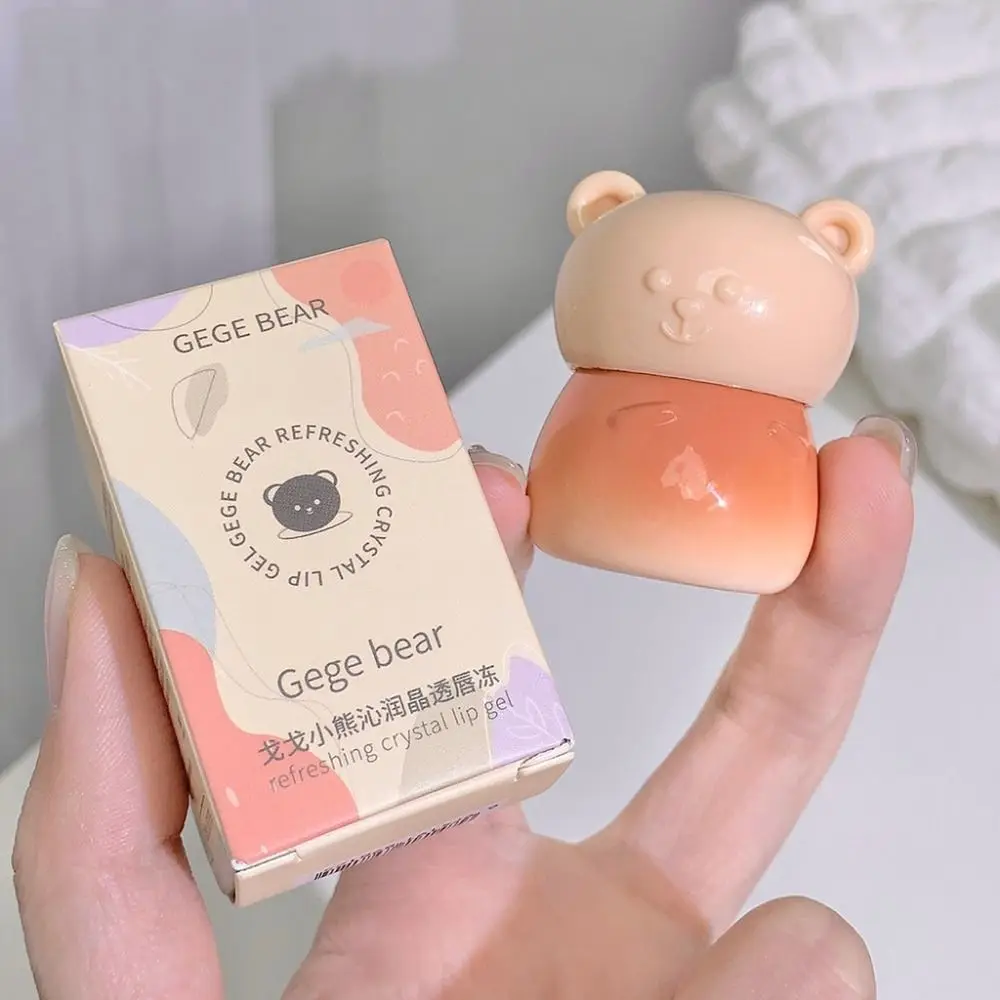 Impermeável Chubby Bear Lip Glaze, Hidratante 4 Cores, Batom Luz Água, Copo Não-Pegajoso, Abóbora Enlatada, Espelho Lip Gloss