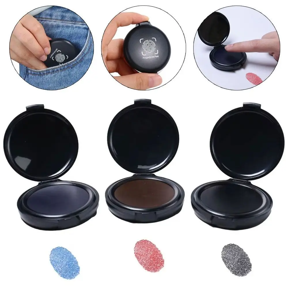 

1Pcs 5.8cm Stamp Pad Waterproof Mini Fingerprint Ink Pad Black/Red/Blue Portable Thumbprint Ink Pad Identification Security