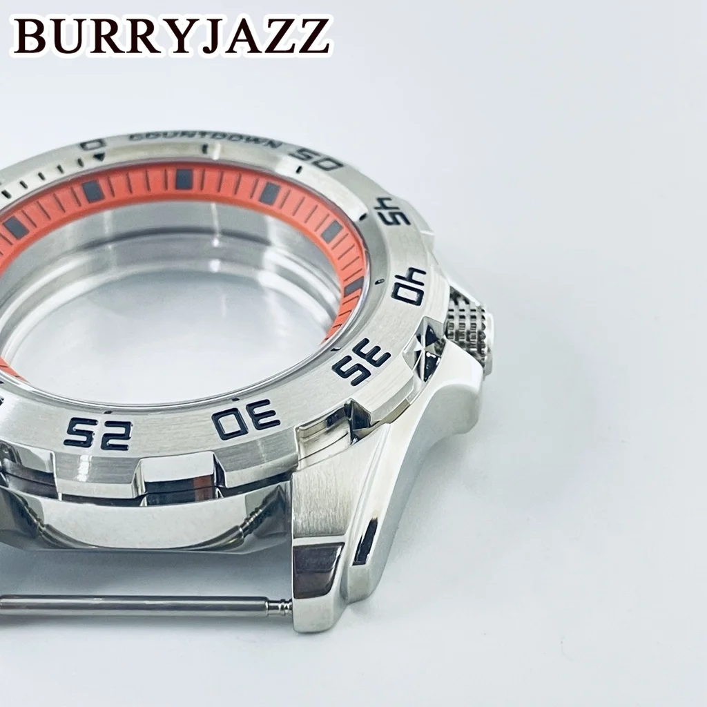 حافظة ساعة من الفولاذ المقاوم للصدأ من Burryjazz ، مقاومة للماء ، فضي ، صلب ، 44 ، NH35 ، NH36 ، NH34 ، NH38 ، NH70 ، NH72
