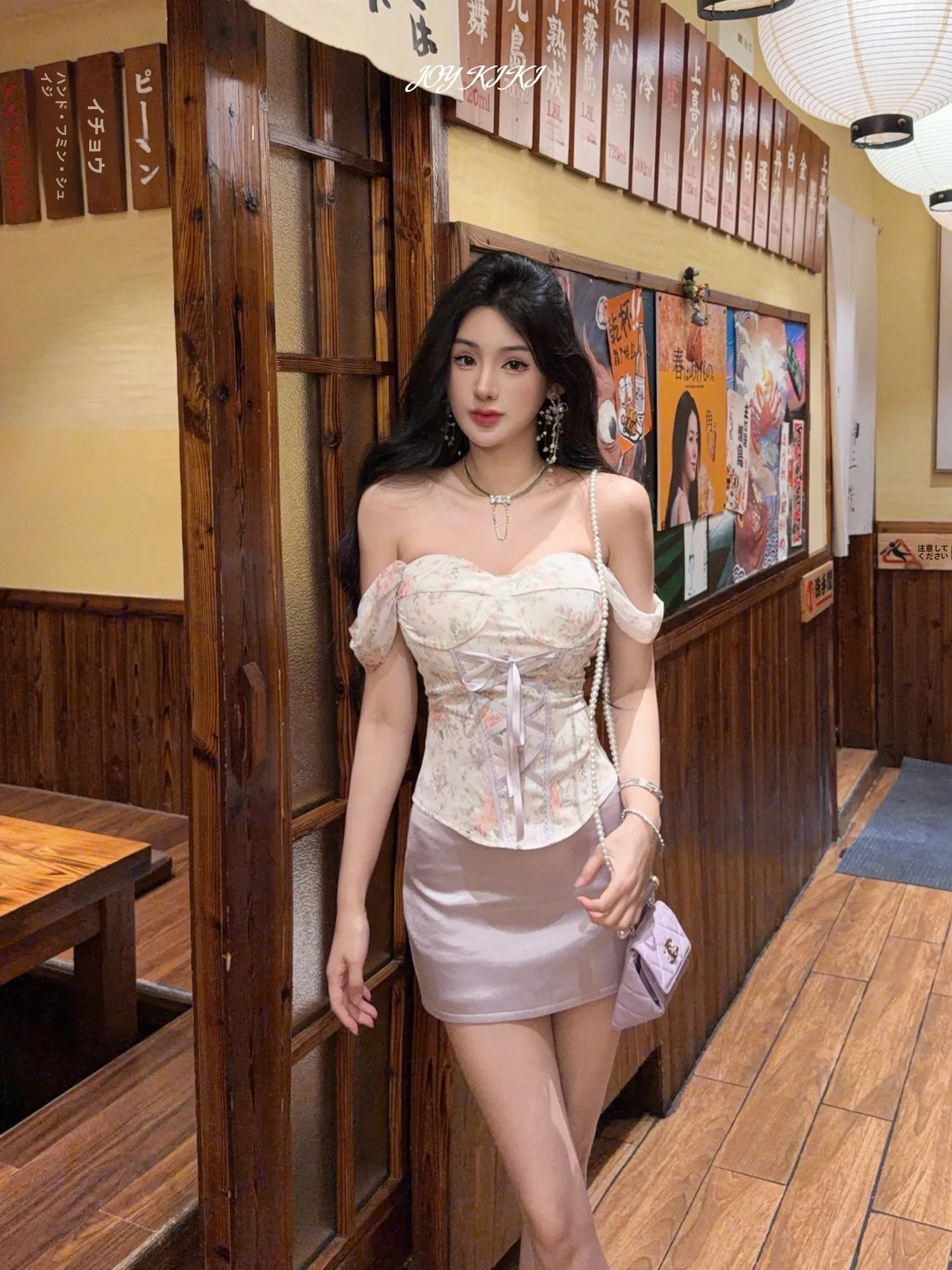 

Joy Kiki High Waist Floral Print Top And Trousers Two-Piece Set Women's Sleeveless Summer Fashion Outfit Tea Color Flower House