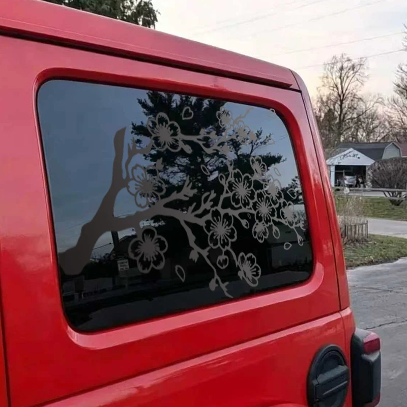 A Pair Cherry Blossom Branch Car Sticker Rear Hardtop Window Decoration Accessories Universal Vehicles Waterproof Vinyl Decals