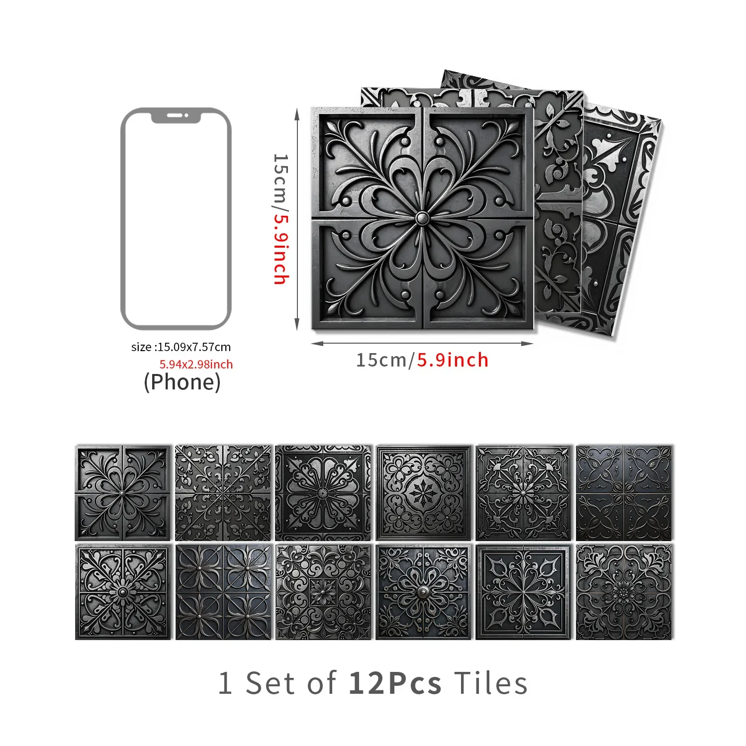 Peel and Stick Wall Stickers Self Adhesive Oil Proof Waterproof Tile Stickers Kitchen Backsplash Decorative Wall Decals for Bath