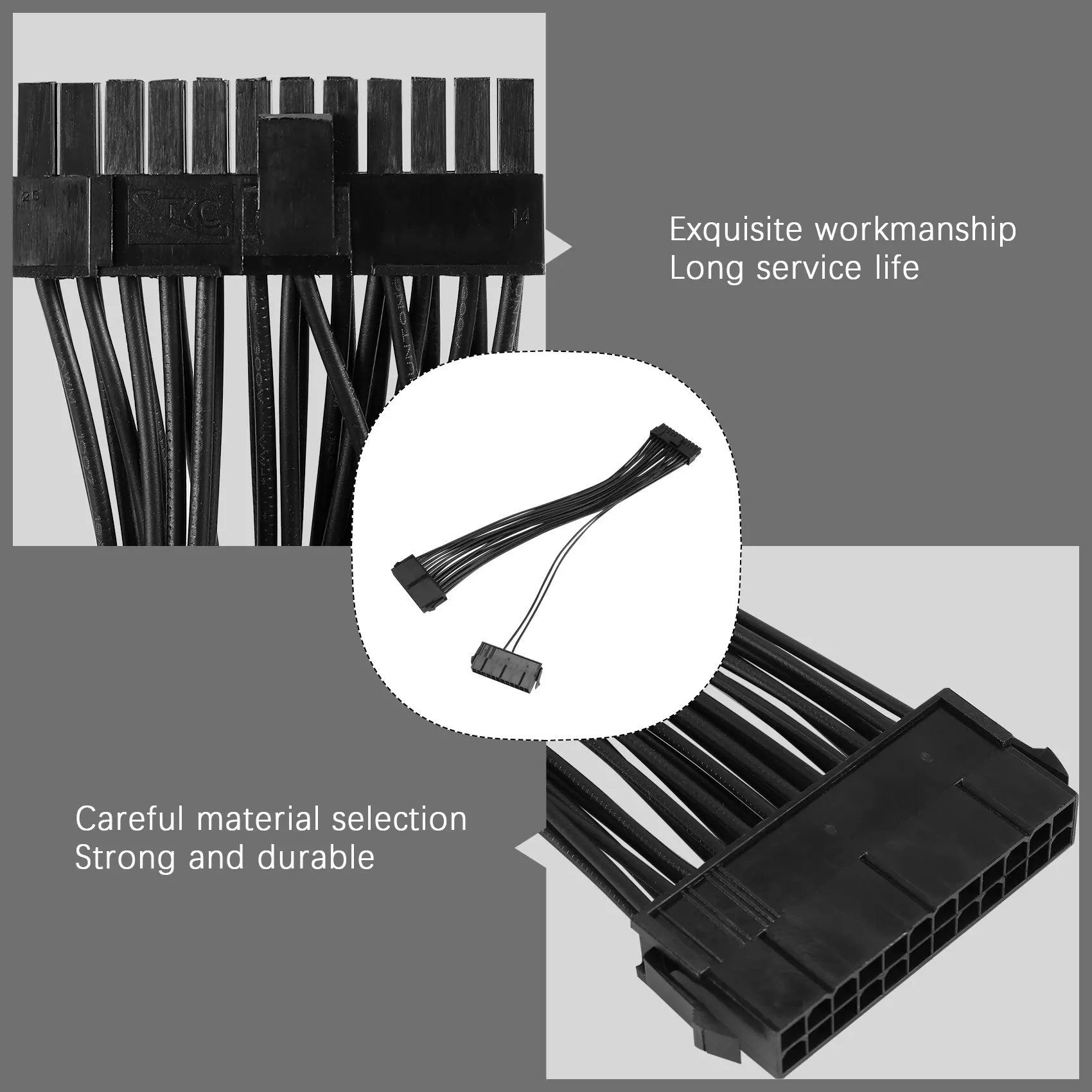 Compact Power Supply Splitter, Dual PSU Cable Adapter 24 Pin 20+4 Pin ATX Motherboard Adapter Extension Cable Dual 24-Pin Mining