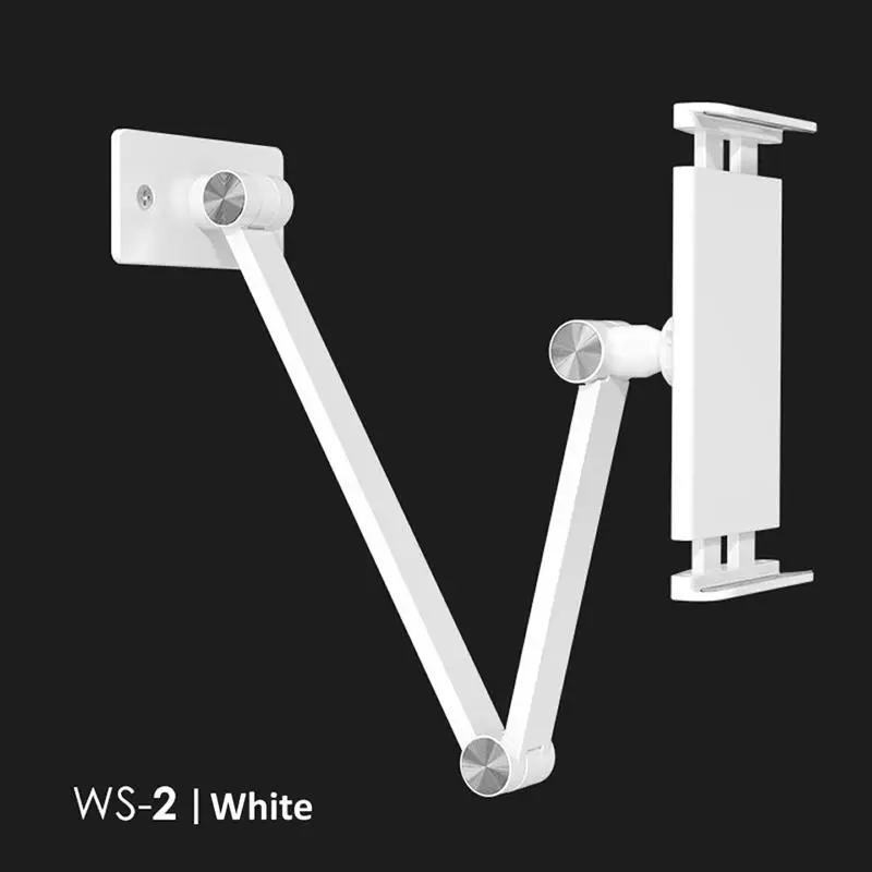 New! Long Arm Wall Mount Tablet Stand Multi Angle Adjustable Three Shaft Design Aluminum Cell Phone Wall Mount Holder for