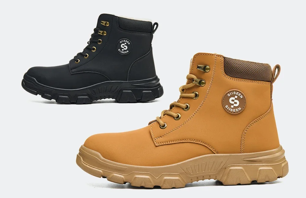 Men Winter Work Safety Boots Lightweight Steel Toe Work Shoes Men Waterproof Warm Security Protection Safety Shoes