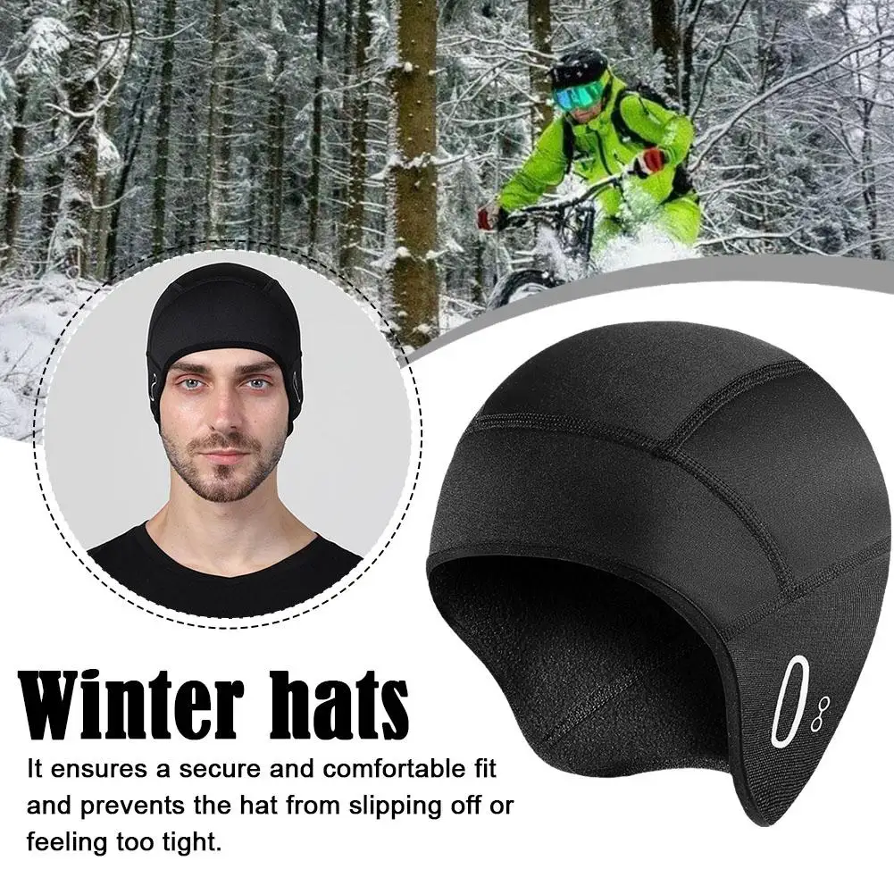 Winter Warm Fleece Skull Cap Helmet Liner Ski Cycling Bike Hat Men Motocycle Riding Hat Windproof Glasses Hole With MTB I9Q5