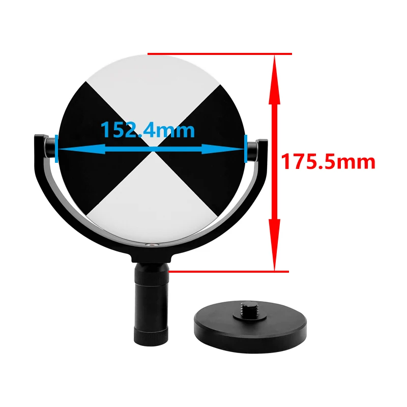 Escáner de objetivo inclinable ajustable de 6 pulgadas con Base para rastreador láser Faro objetivo de 155mm blanco y negro con soporte magnético