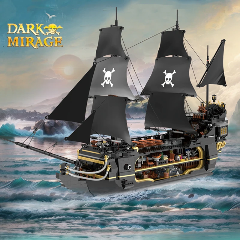 

2900PCS Dark Phantom Pirate Ship Building Blocks Classic Ghost Ship Model Bricks Set With Figures Kids DIY Educational Toy Gifts