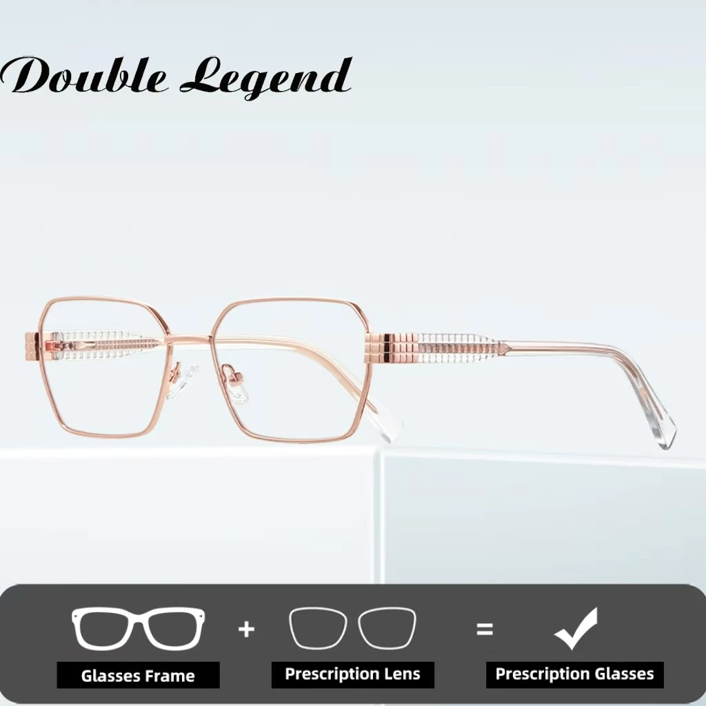 

Double Legend Polygon Personality Women Myopia Prescription Reading Glasses Frame Fashion Anti-blue Light Business Eyewear