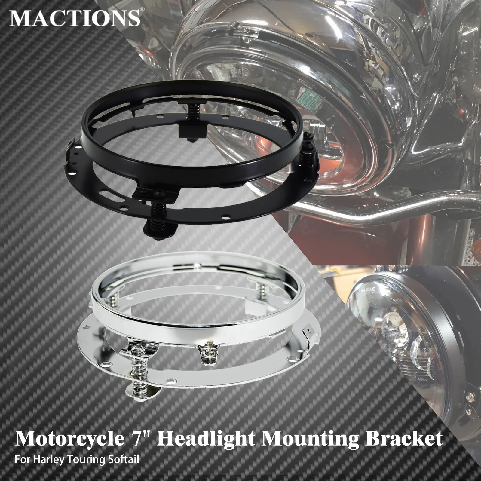 

Motorcycle Headlight Mounting Bracket 7" Ring Bracket Round Light Holder For Harley Touring Road King FLHR FLHX Softail FL 94-13