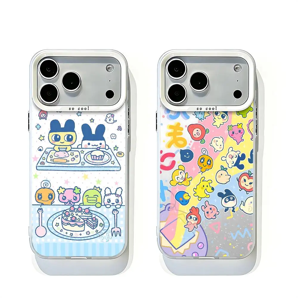 T-TamagotchiS White Matte Large Lens Frame Cover For iPhone 12 11 14 13 17 16 15 Pro Max Mini Plus E