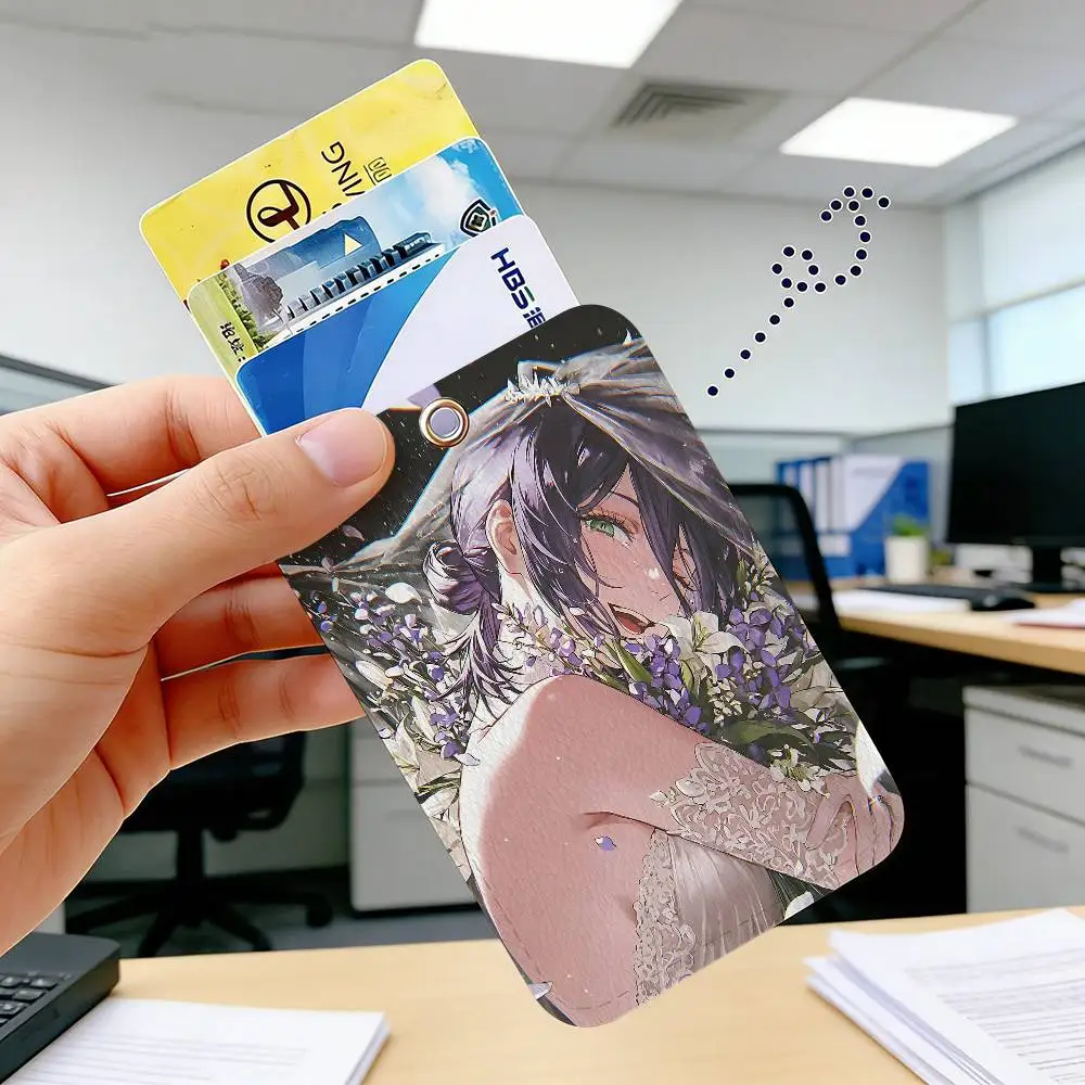 Anime Chainsaw Man Reze Arc Bank Card,Subway, Bus Card Holder Keychain Key Ring Door Access Tags ID Card Case Keychain Access