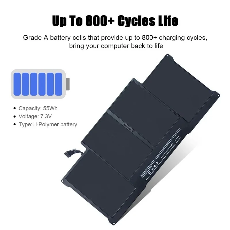 7200mAh 7.6V Laptop Battery For MacBook Air 13 Inch A1369 A1465 A1466 with Overcharge Protection