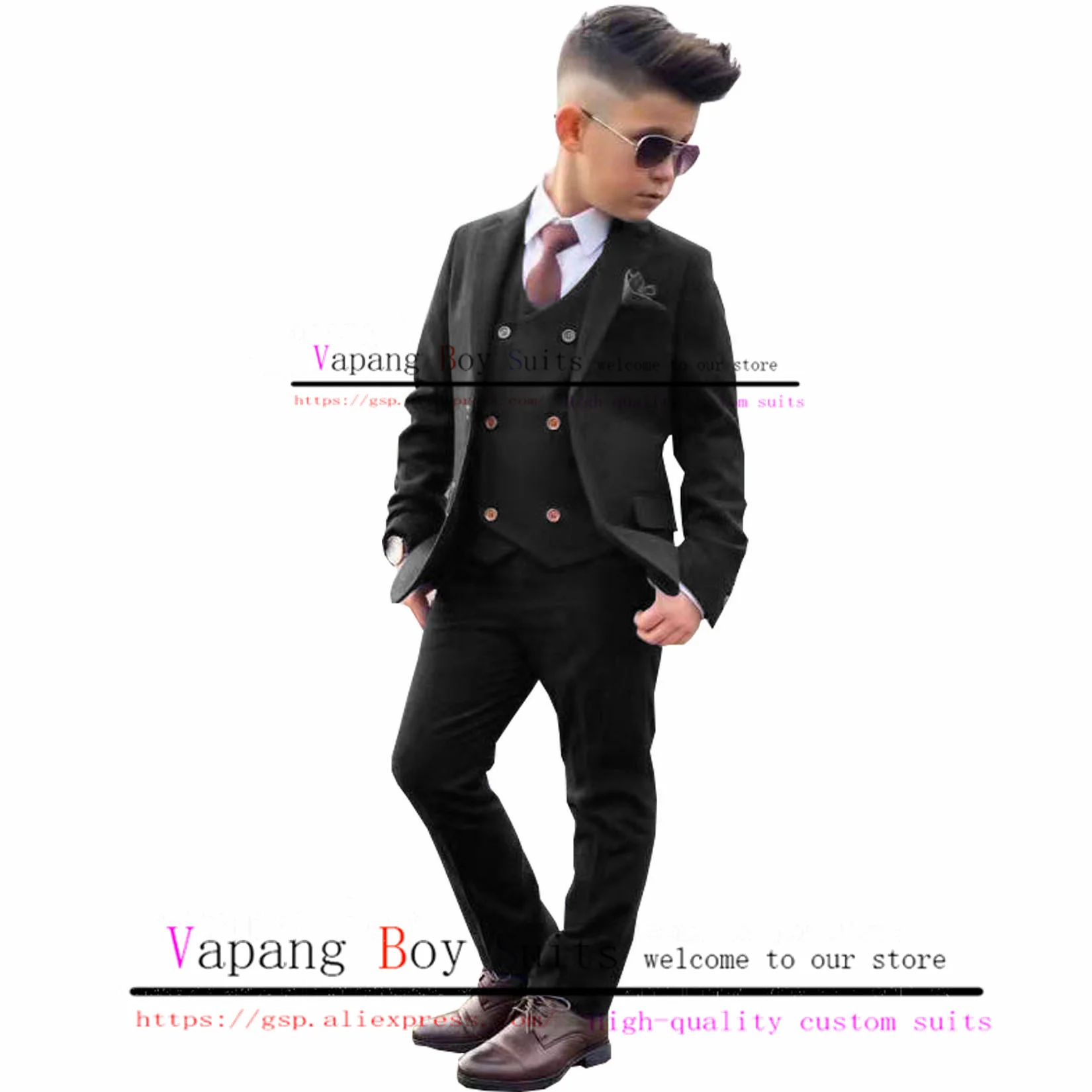 White Boys Suit Jacket Pants Vest 3 Piece Set Wedding Tuxedo Fashion Button Kids 2-16 Years Old Blazer Set