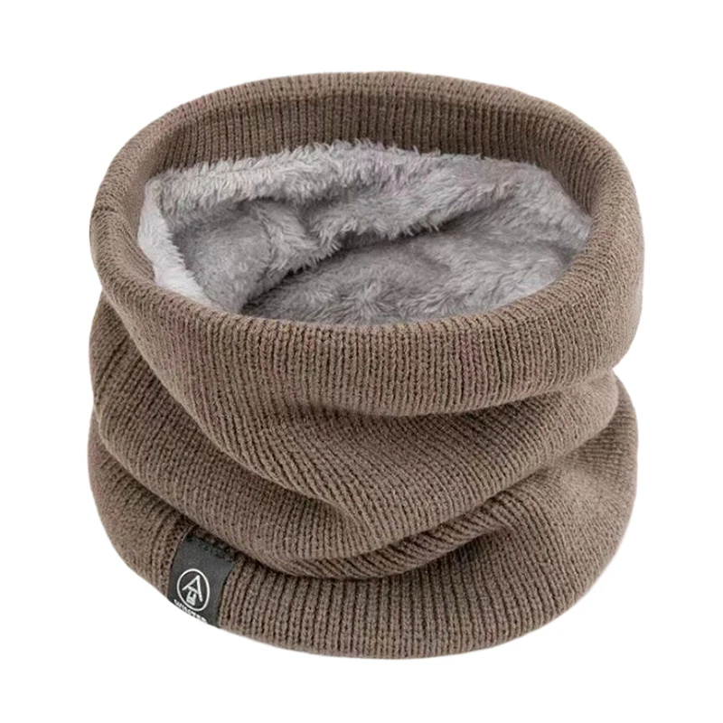 Knitted Scarf Winter Warm Snood Scarves Solid Thicken Wool Fur Neck Warmer Unisex Men Neck Scarfs Ring Female Pullover Scarf