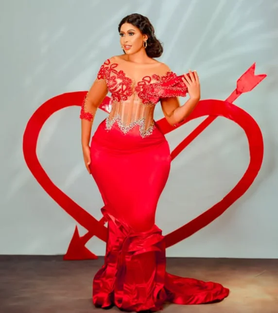 Luxo vermelho sereia vestidos de baile com manga frisada em camadas vestidos de noite longos para casamento sexy transparente vestido de festa apliques