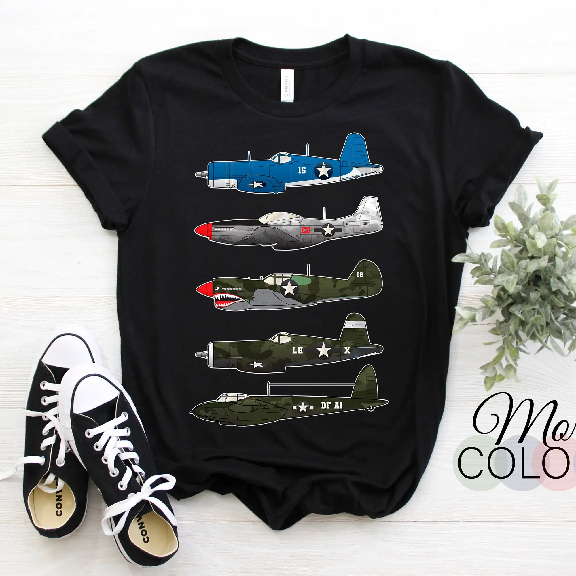 WW2 Warbirds American planes P51 Mustang F4U Corsair B 17 Flying Fortress P40 Warhawk and P47 Thunderbolt T Shirt Old Plane s