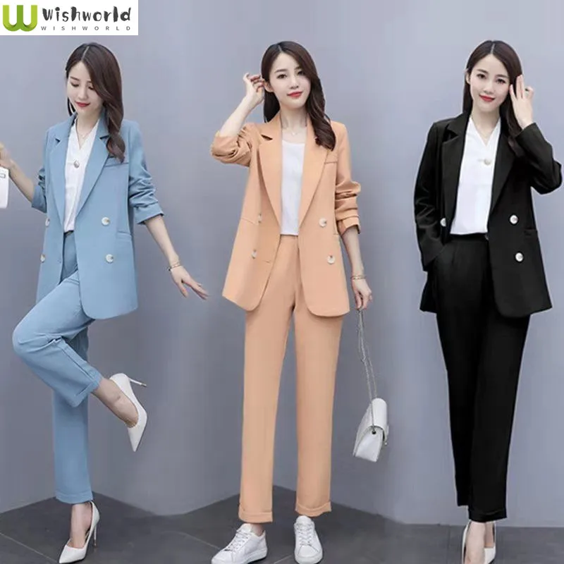 2022 New Spring and Autumn Slim Suit Women's Korean Fashion Casual Age Reducing Elegant Women's Two Piece Set
