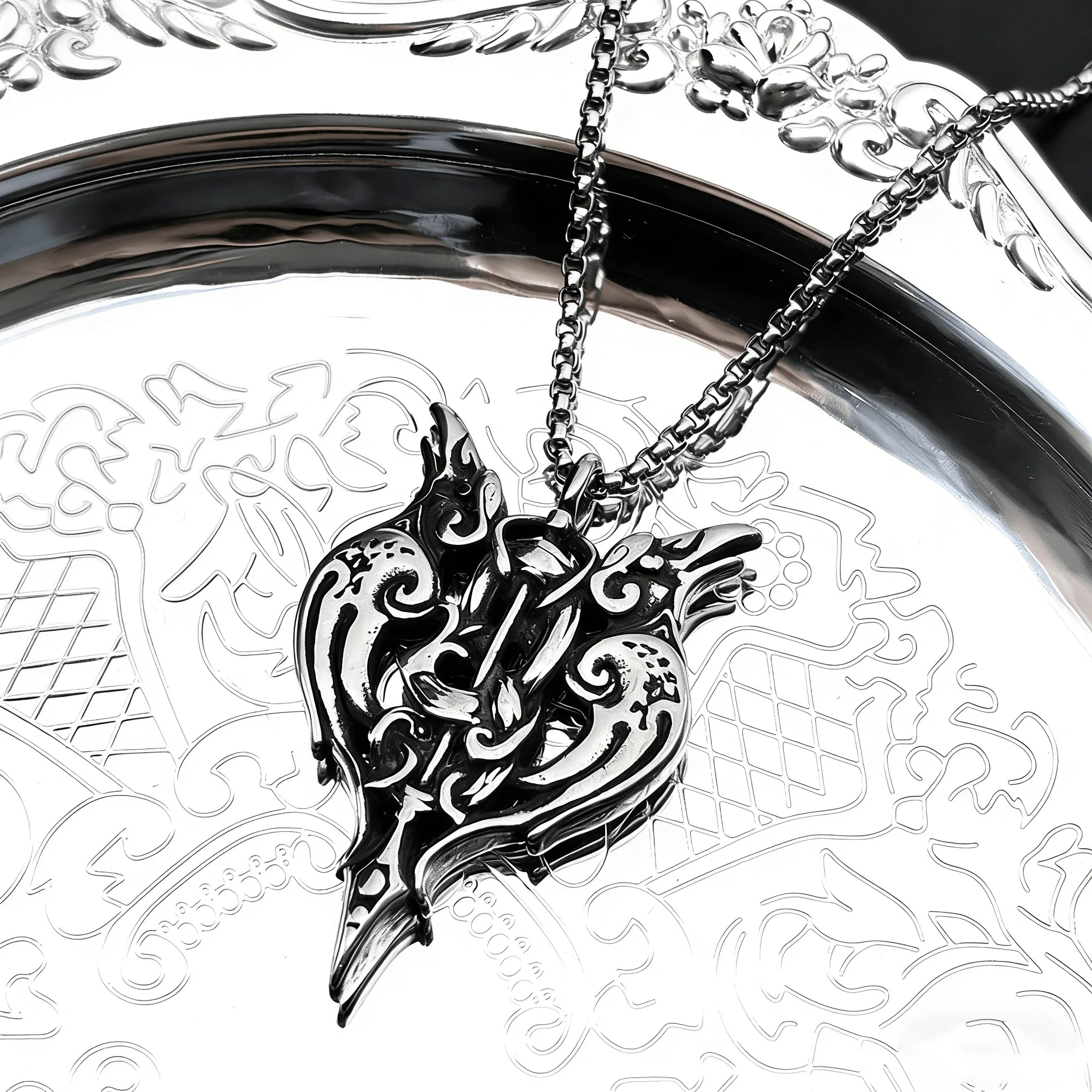 

Northern European Viking Raven Chain For Women Men Stainless Steel Silver Color Odin Spear Gungnir Punk Male Necklace Jewelry