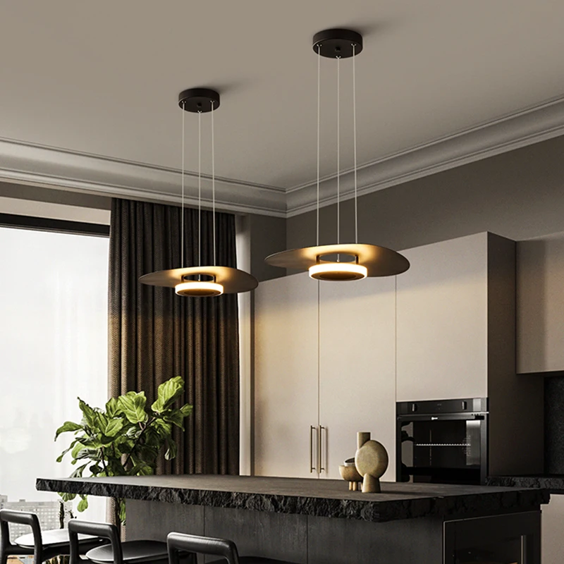 Modern ufo chandelier indoor lighting black Circular chandelier for Bedroom living room led chandelier decorative interior light