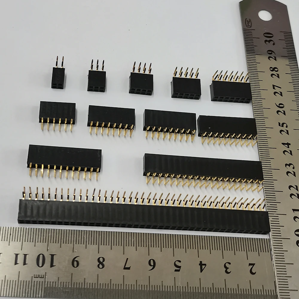 2,54 mm Rastermaß, zweireihige, rechtwinklige Buchsenleiste, 90-Grad-Biegestift-Steckverbinder, 2x2P/3/4/5/6/7/8/9/10/12/20/40P PCB-Buchse – Detail 4