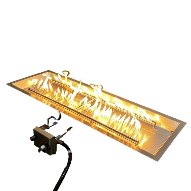36 Inch Rectangular Stainless Steel Low Pressure Gas Fire Pit Burner for Outdoor Fire Pit Table and Fireplace