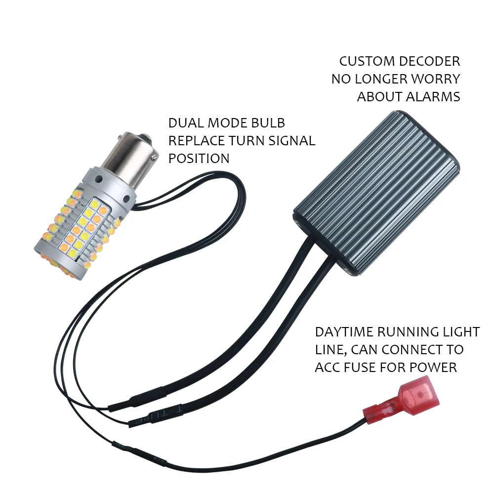 1Set 1156 P21W BA15S PY21W BAU15S 3156 7440 W21W T20 3030 69SMD Canbus No Error Car DRL Turn Signal Lights Switchback Dual Color