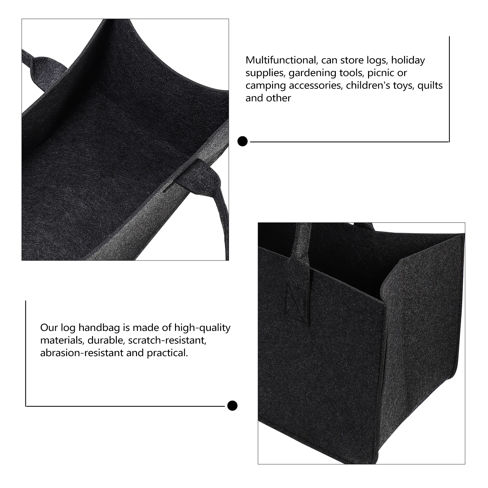 

Портативная сортировочная сумка для улицы, сумка для хранения, складная фетровая корзина для дров, темно-серая