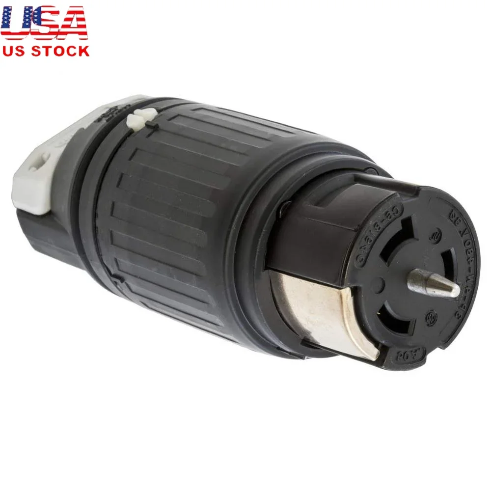 

50A 480V Locking Connector 3 Pole 4 Wire Electrical Plug Heavy Duty Industrial UL498 Cord Mounted Composite Material