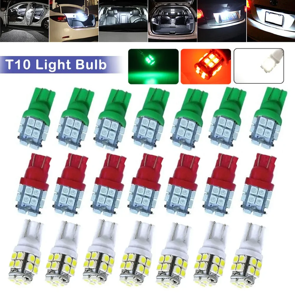 10pcs Car Reading Light Signal Indicator Lamp T10 3528 20SMD W5W 12V LED Bulbs Car Lights Universal Car Interior Accessories