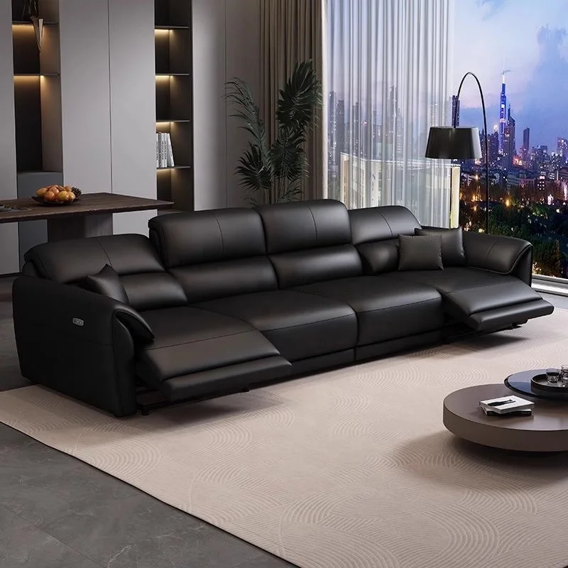 Modern Electric Sofa Set Multi-functional Adjustable Convertible Smart Living Room Leather Head Home Furniture