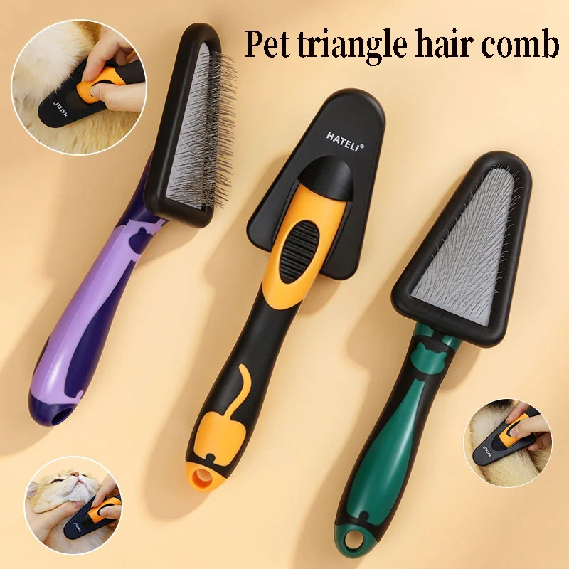 Cepillo para Gatos, Removedor de Pelo de Mascotas, Peines de Acero Inoxidable para Perros, Cepillo de Masaje para Aseo Canino, Herramientas de Limpieza, Peine para Gatos con Mango Suave