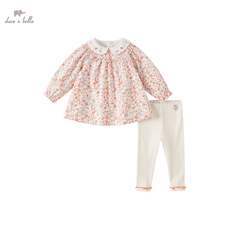 

Dave Bella Infant Toddler Sets Baby Kid Girls Clothes Set Floral Print Tops Solid Colored Pants Outfits DB1230281