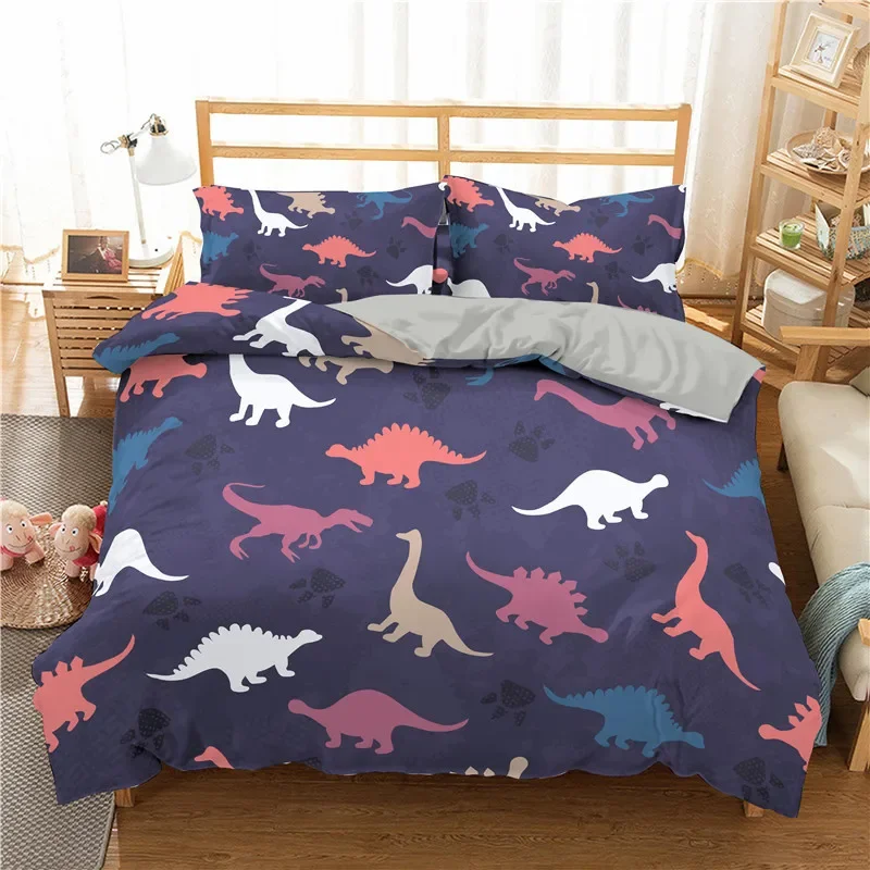 Ropa De Cama Dinosaurs Kids Bedclothes Super Soft Comfortable Jurassic Bedding Set Quilt Cover Pillowcases Boy Bed Set 2/3pcs