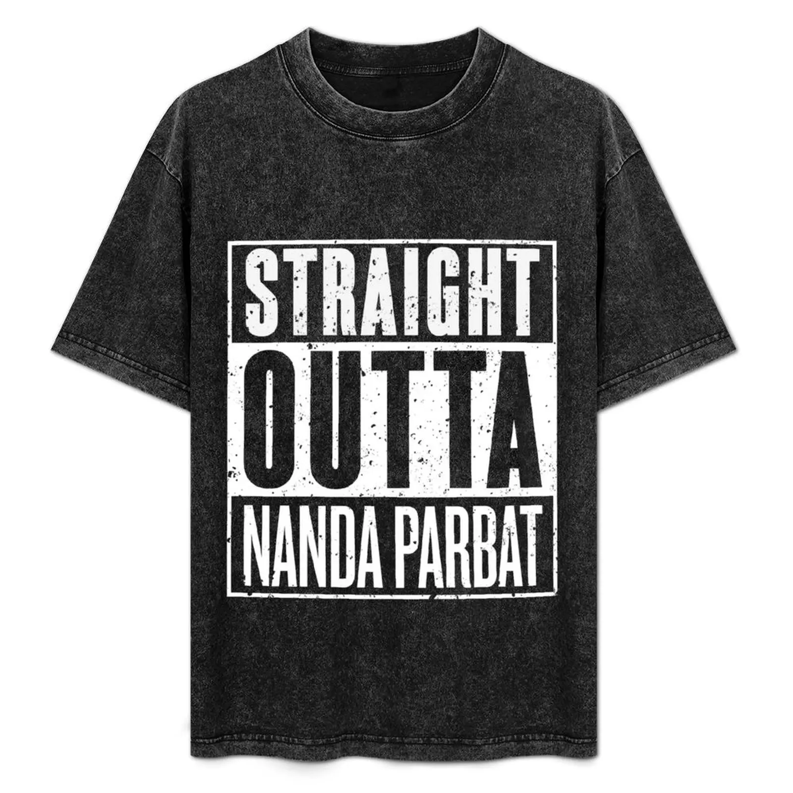 Camiseta Straight Outta Nanda Parbat, Top Básico de Trabajo de Manga Corta