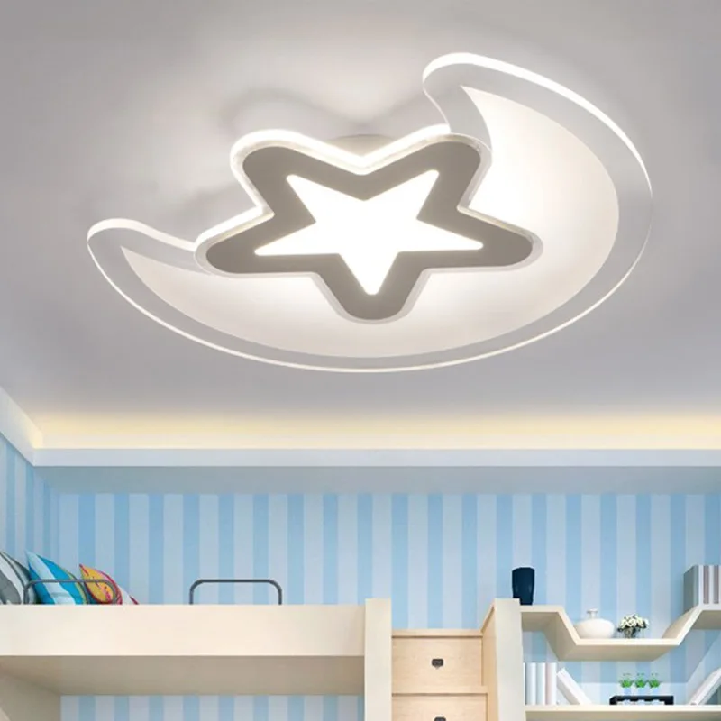 AC 220V 110V Moon Star Ceiling Lamp Children's Room Modern Minimalist  Creative Cartoon Home Decor Led Light for Bedroom