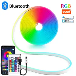 Neon Led Strip Light 5V Usb Rgb Neon Tape Tuya 1M 2M 3M 5M Flexible Neon Light Bluetooth App Remote Control Waterproof Backlight