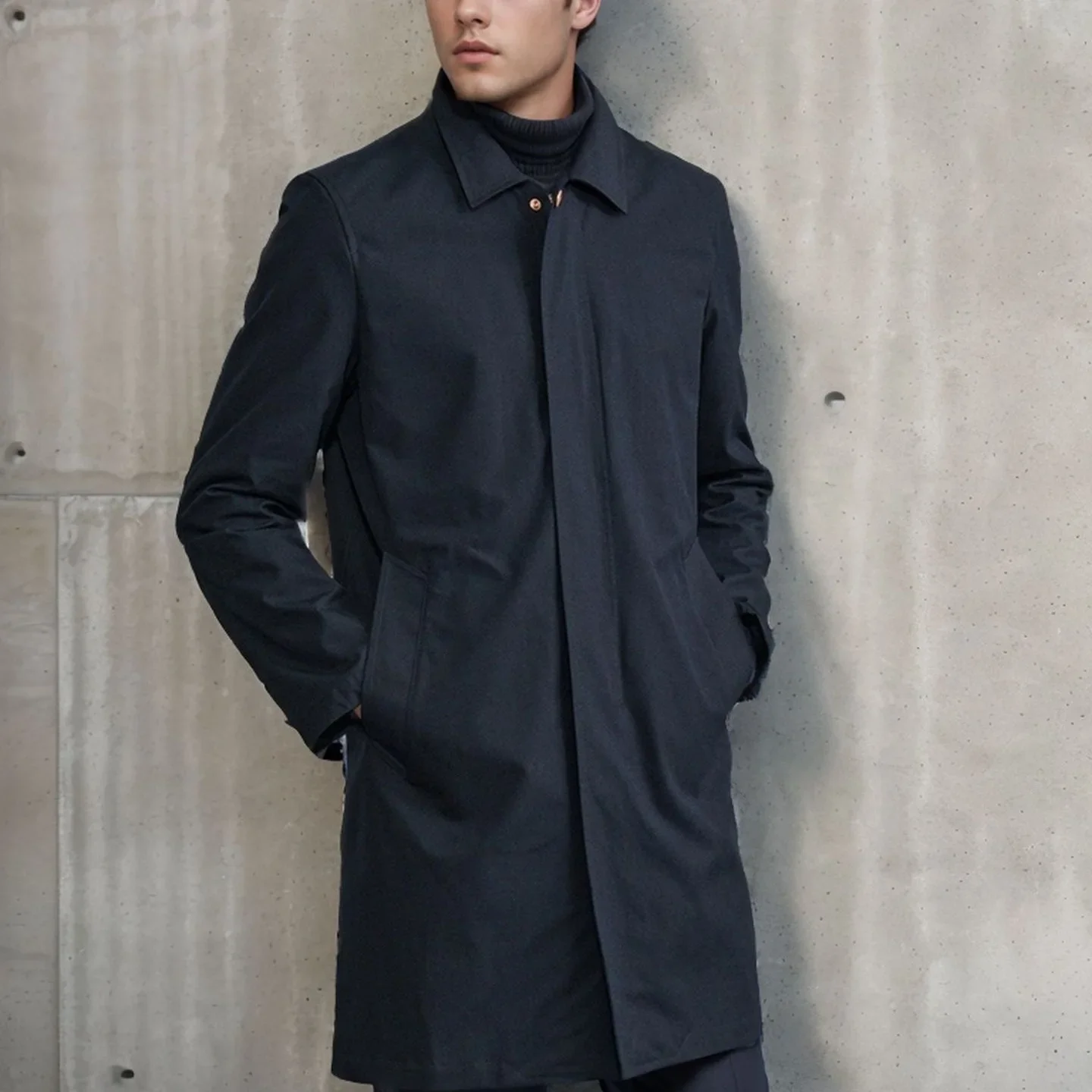 Korean Style Trendy Men's New Solid Color Mid-Long Windbreaker for Spring and Autumn, Outdoor Simple Commuting Coat S-XXL