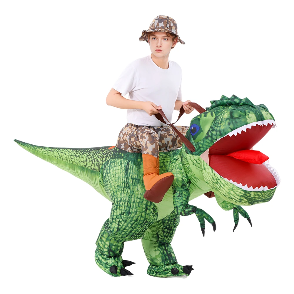 Adult Child Boys Girls Funny Inflatable Dinosaur Costume Riding Tyrannosaurus Rex Cosplay Fancy Dress Kids Halloween Party
