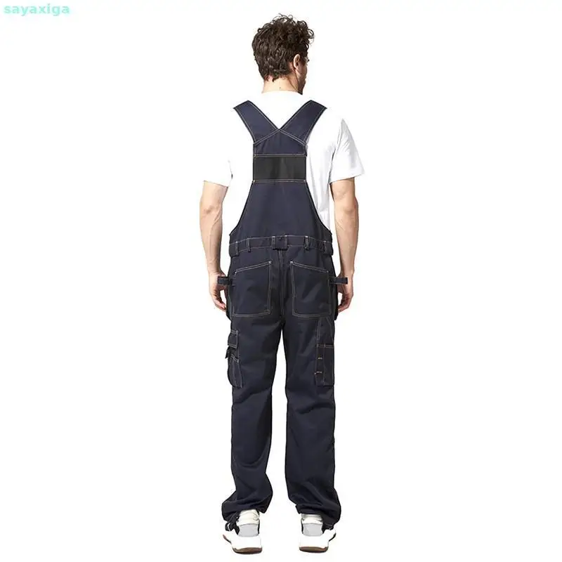 Multi Pocket Work Bib Overalls Men With Knee Pads Working Uniforms Repairman