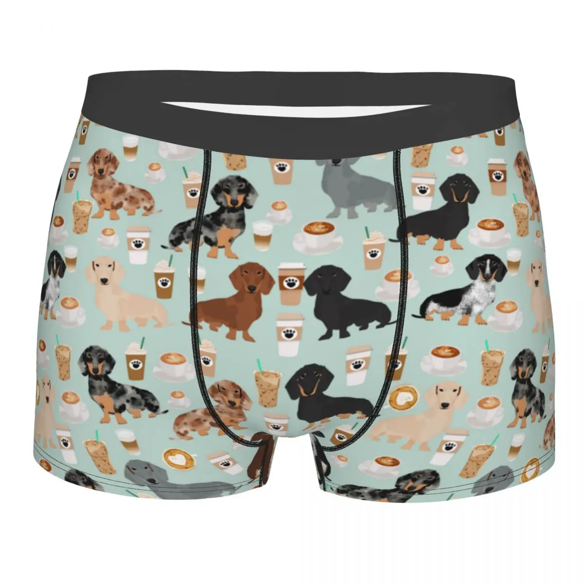 Dachshund Dogs Coffee Men Underwear Animal Boxer Briefs Shorts Panties Funny Soft Underpants for Male S-XXL