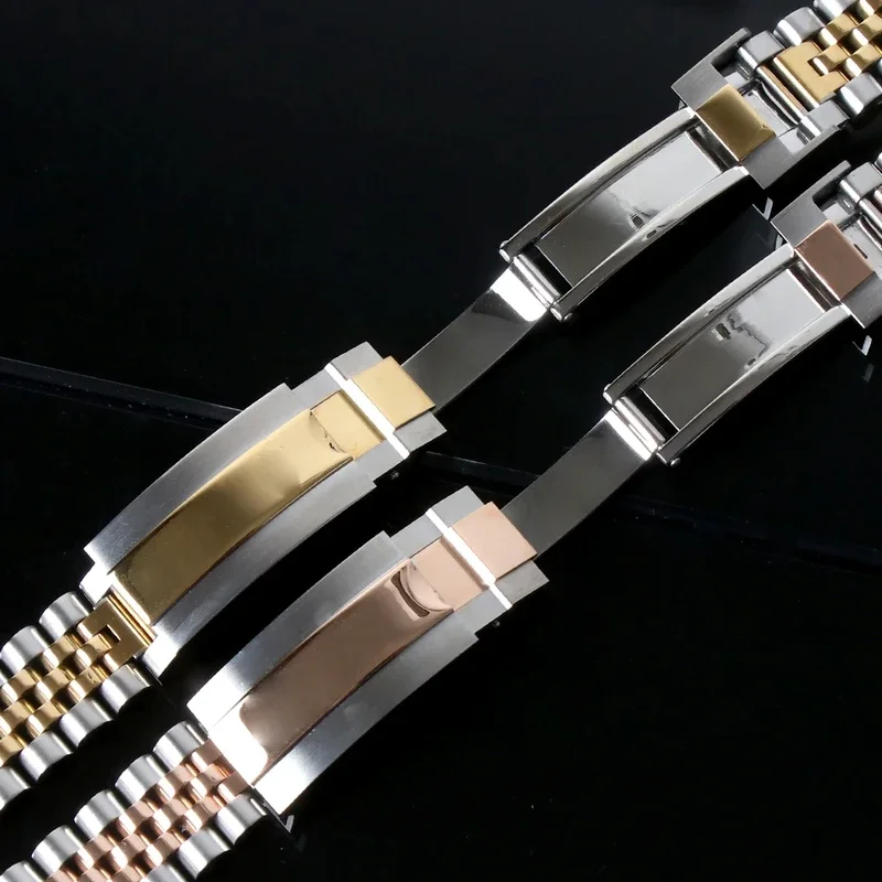 20mm Watch Band For NH35 Sub Jubilee Case Stainless Steel Watch Strap Glide Lock Buckle Silver Gold Bracelet
