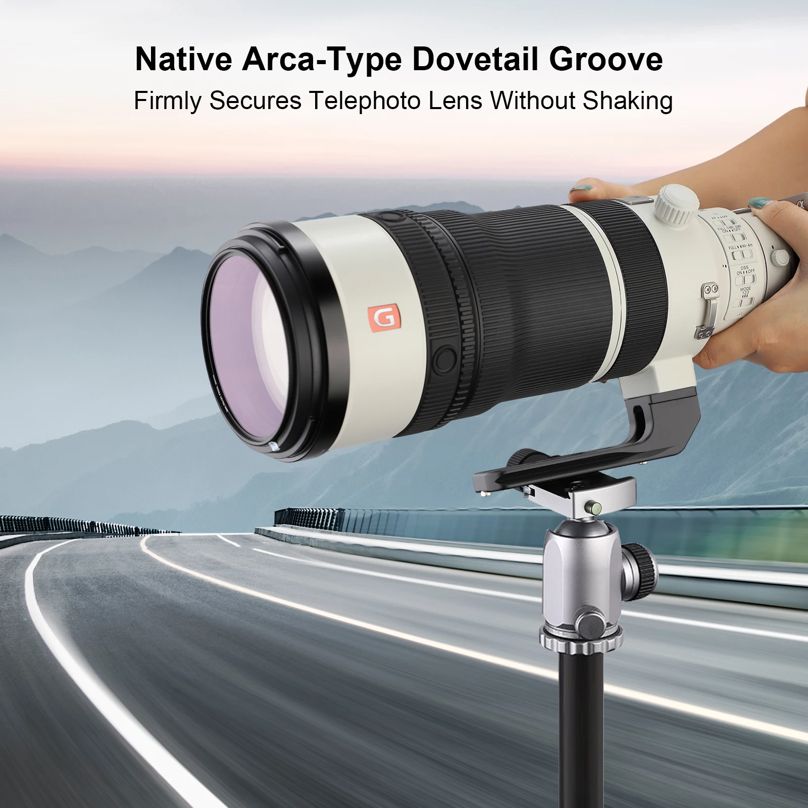 Leftfoto Objektiv-Ersatzfuß für Sony FE 100-400mm F4.5 GM OSS Objektiv, Arca-Typ Stativhalterung mit QD-Riemenhalterung – Detail 7